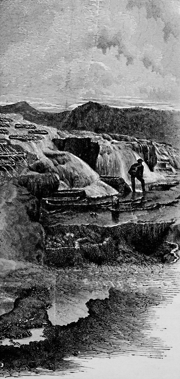 As fontes termais perto do rio Gardiners, 1883 de Unbekannt