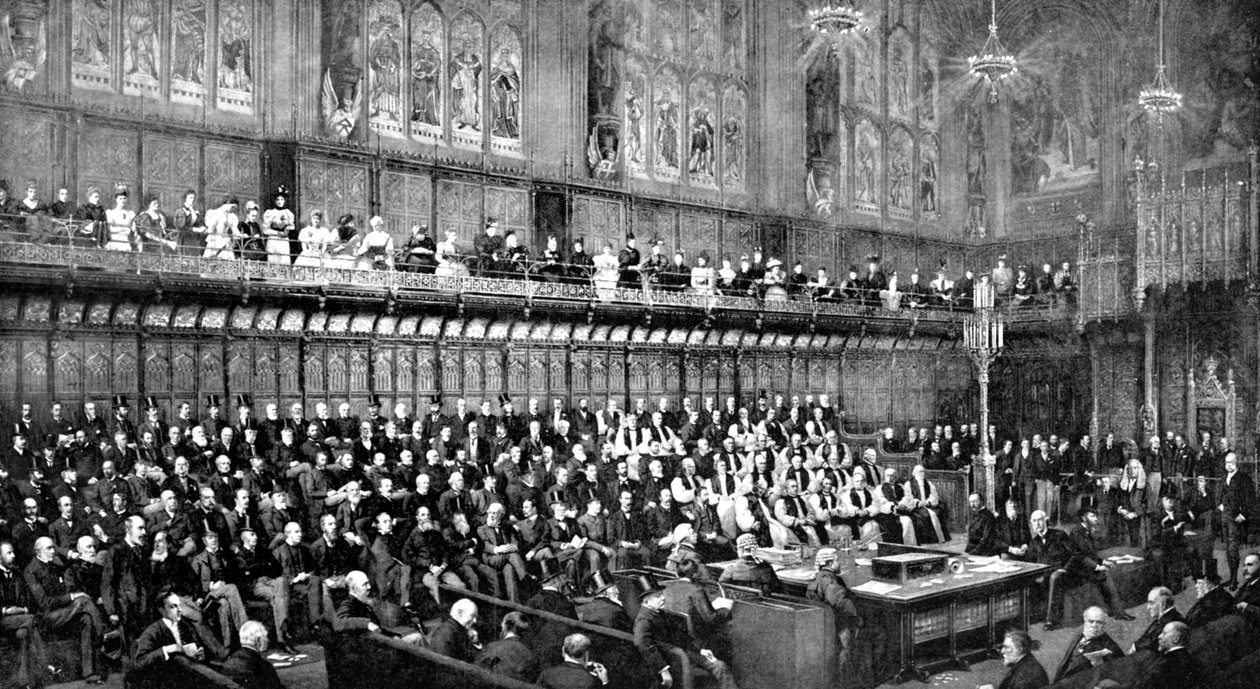 A Câmara dos Lordes durante o debate sobre as regras domésticas, 1893 c1905 de Unbekannt
