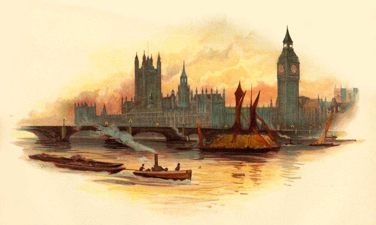 As Casas do Parlamento, Westminster, Londres, c1890. de Unbekannt