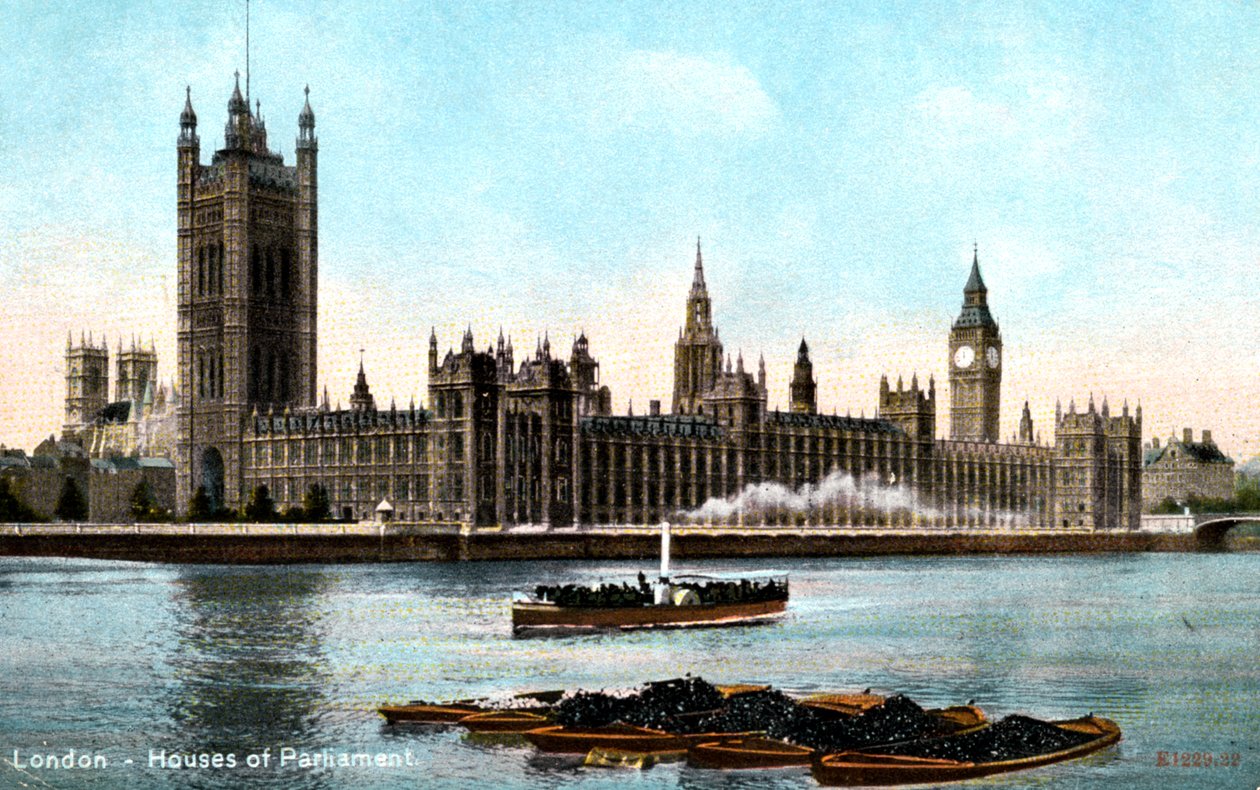 As Casas do Parlamento, Westminster, Londres, início do século XX de Unbekannt