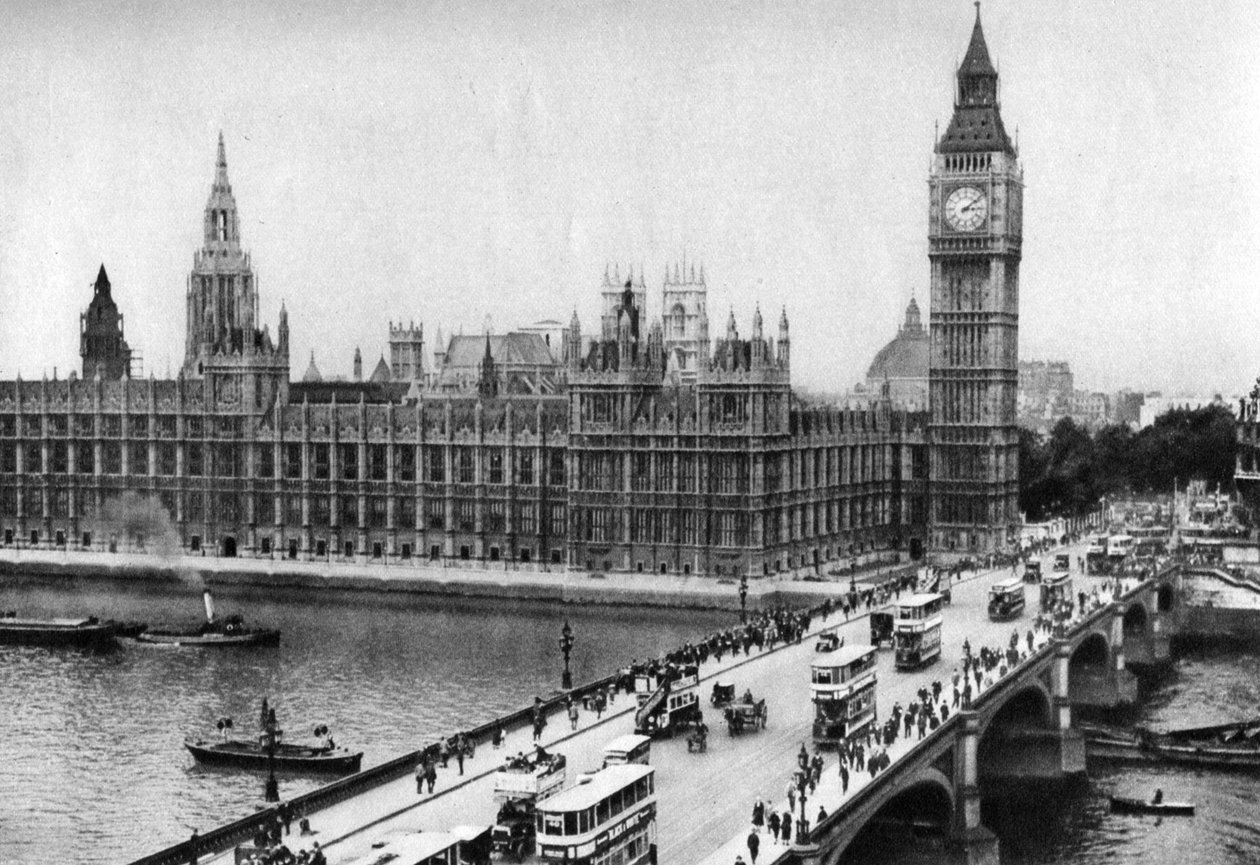 As Casas do Parlamento e a Ponte Westminster, Londres, 1926-1927 de Unbekannt