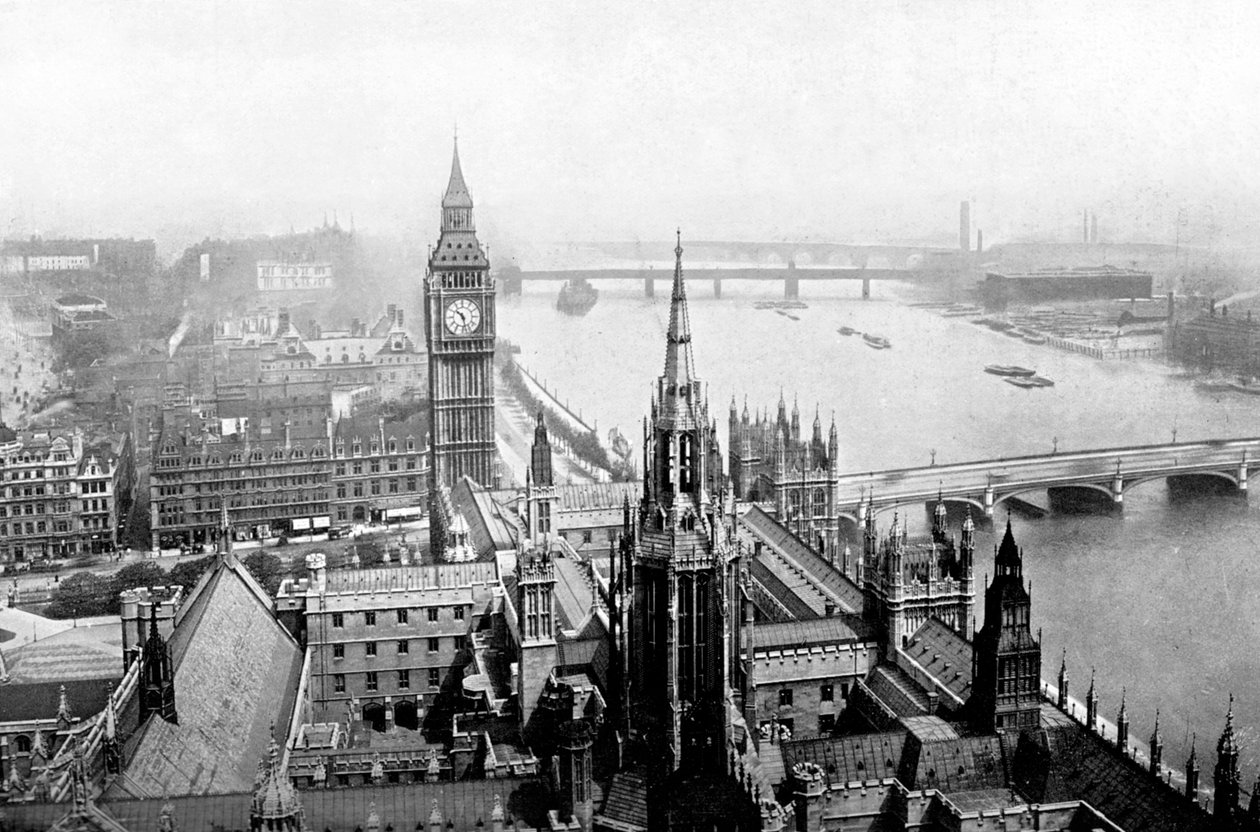 As Casas do Parlamento, como pode ser visto na Torre Victoria, Westminster, Londres, c1905 de Unbekannt