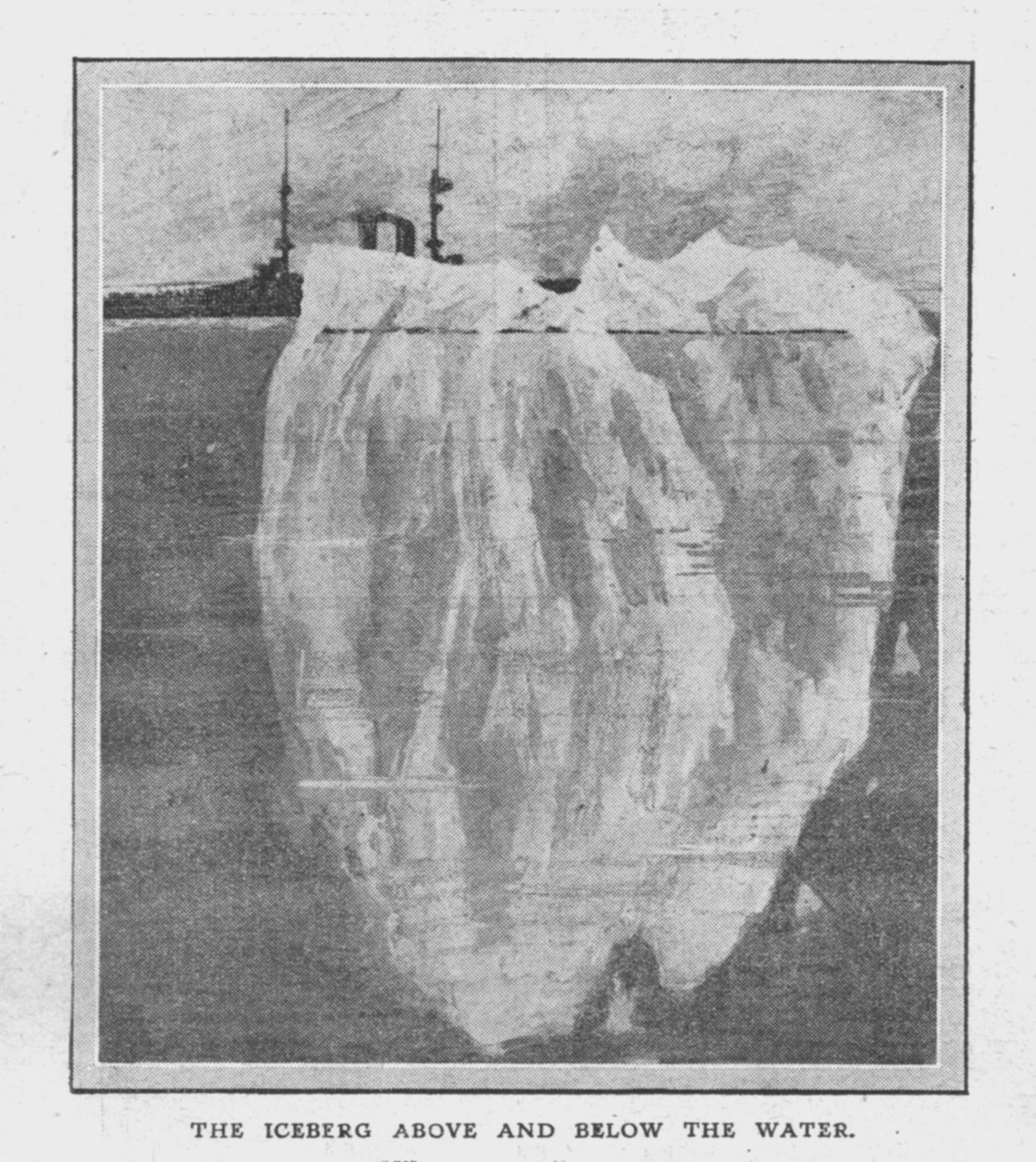 O iceberg acima e abaixo da água, 20 de abril de 1912. de Unbekannt