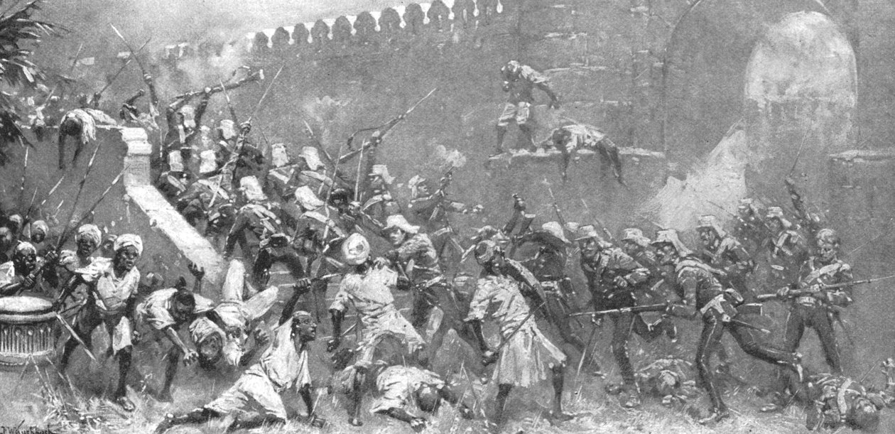 O motim indiano, 1857-58: A invasão do portão de Cashmir, Deli, 14 de setembro de 1857, 1901. de Unbekannt