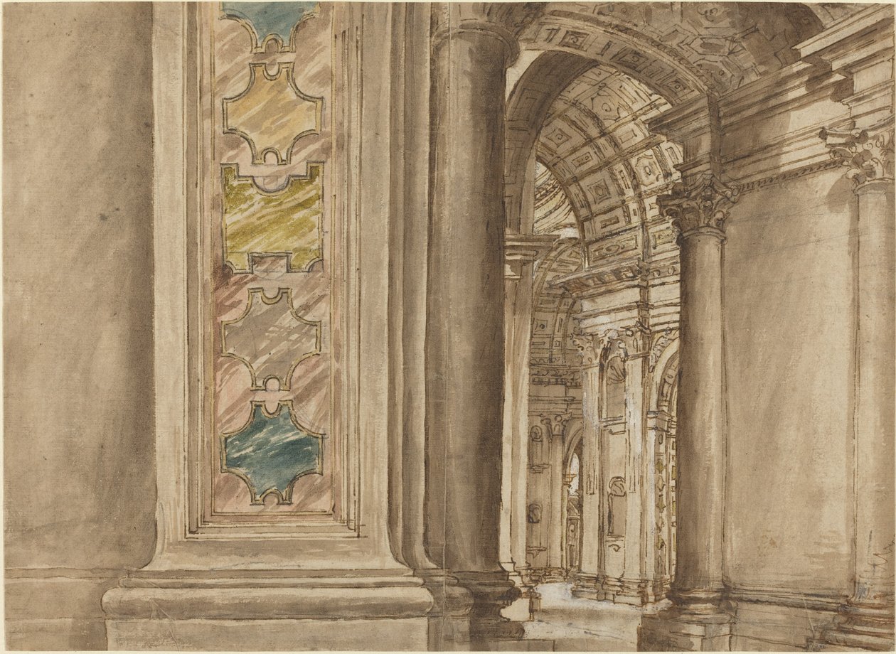 O Interior de São Pedro, Roma, primeiro quartel do século XVII. de Unbekannt