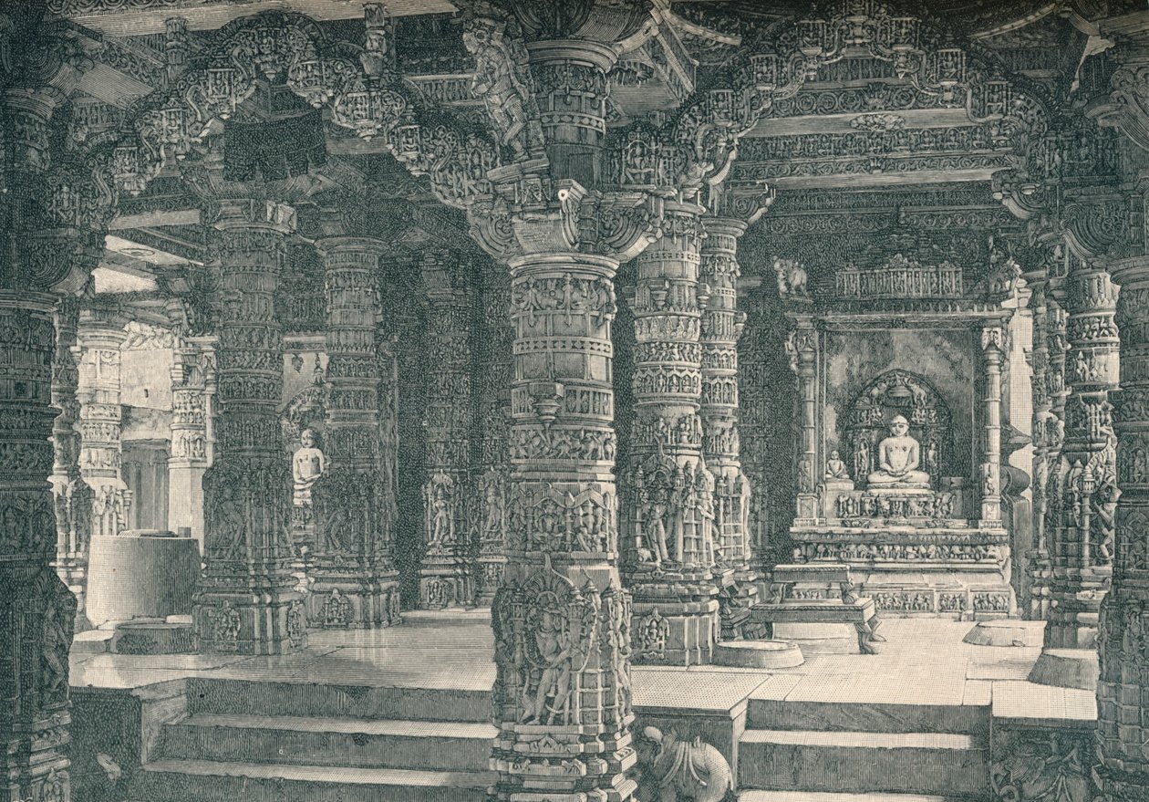 O interior de um templo Jain no Monte Abu em Rajputana, c1903, 1904 de Unbekannt