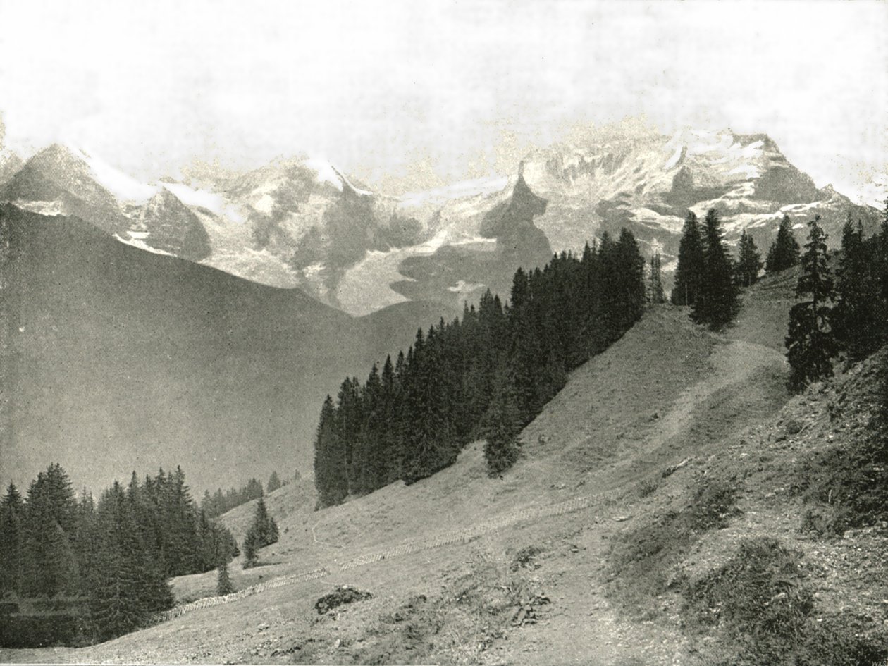 O Jungfrau e seus vizinhos, Suíça, 1895. de Unbekannt