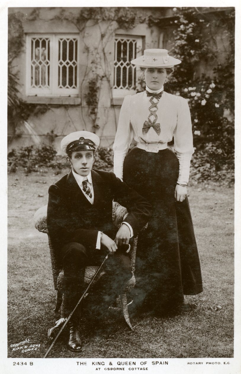 O rei e a rainha da Espanha em Osborne Cottage, ilha de Wight, c1906-c1919 de Unbekannt
