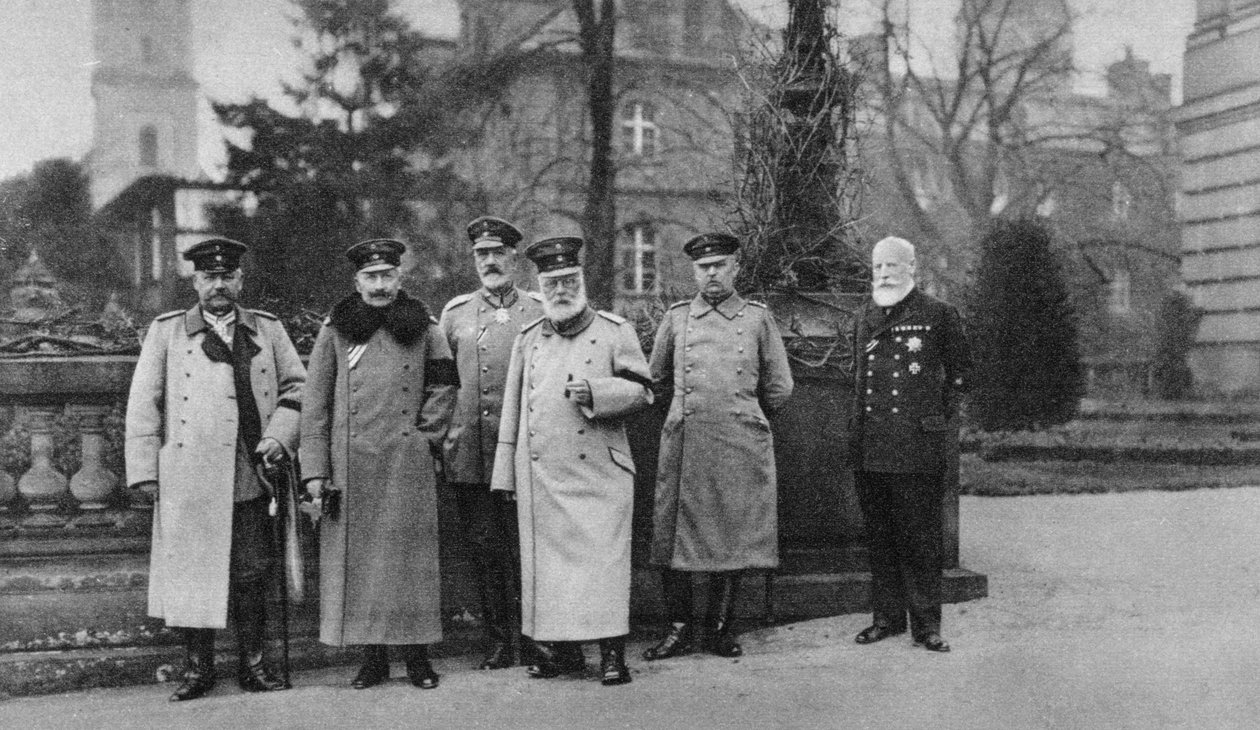O rei da Baviera visitando a sede do Exército Imperial Alemão, 1917 de Unbekannt