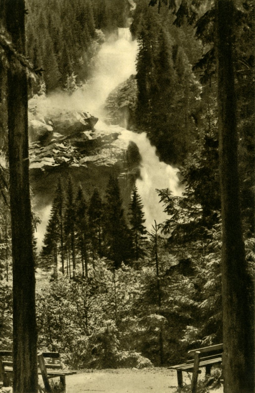 As cachoeiras de Krimml, parque nacional alto de Tauern, Áustria, c1935. de Unbekannt