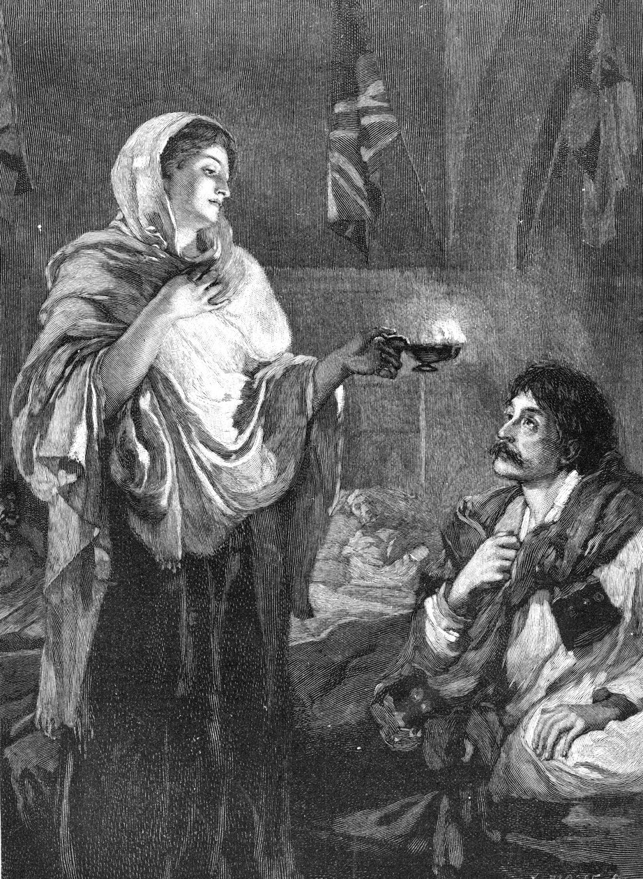 A senhora da lâmpada, c1880 de Unbekannt
