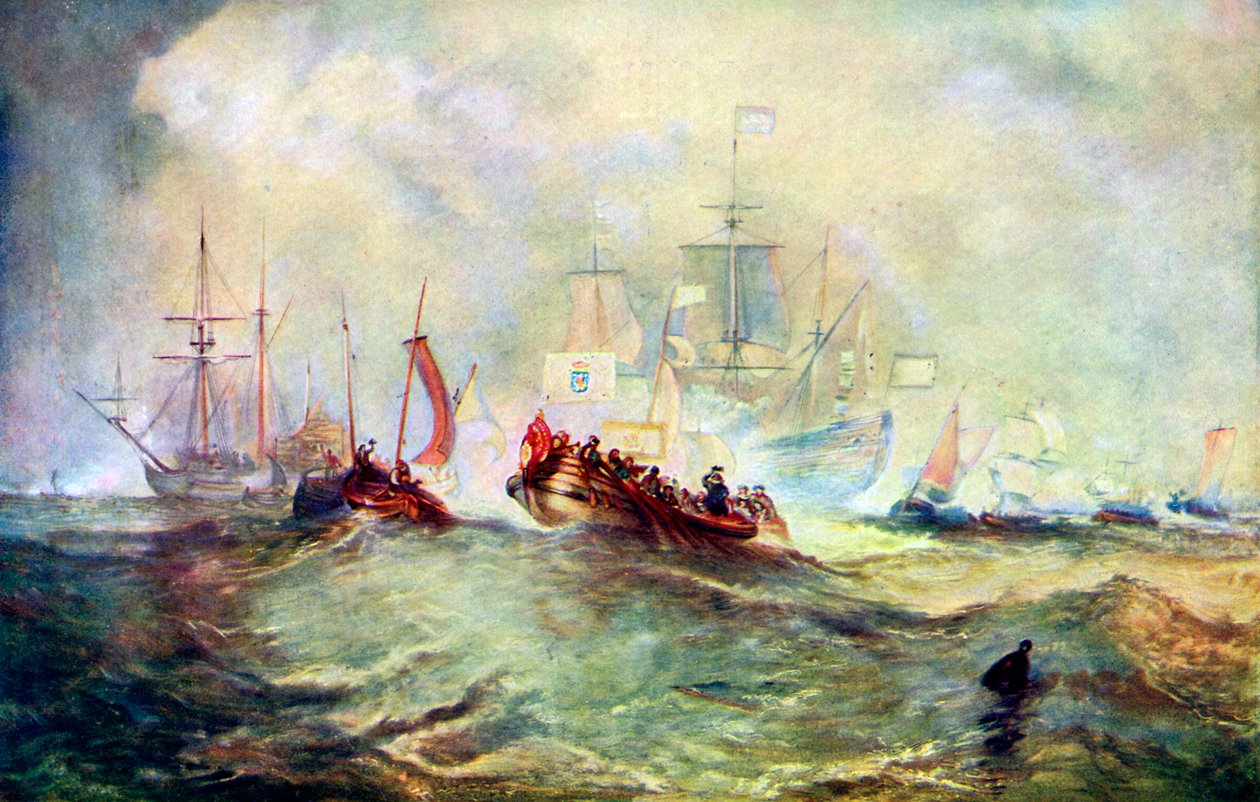 A aterrissagem de Guilherme de Orange em Torbay, 1688, c1920 de Unbekannt