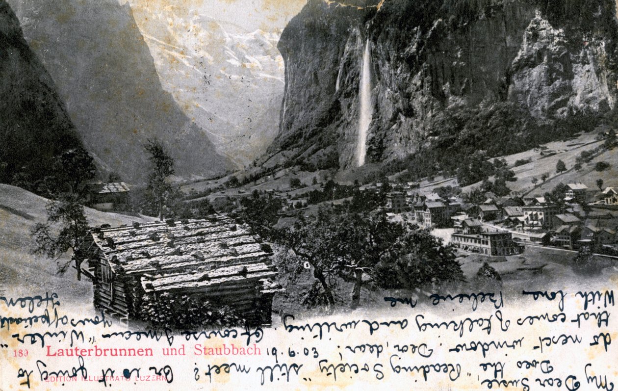 O vale de Lauterbrunnen, Bernese Oberland, Suíça, 1903 de Unbekannt