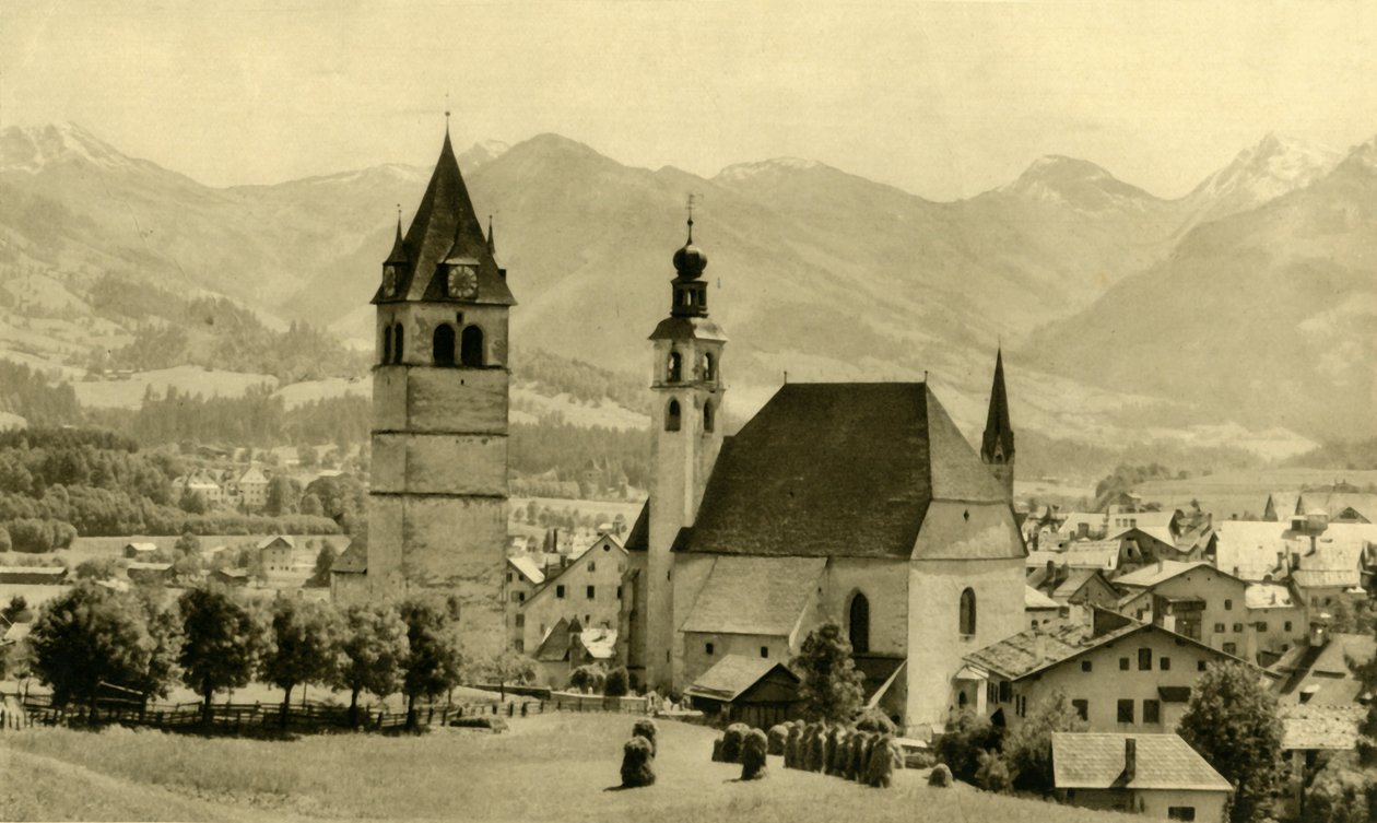 A Liebfrauenkirche e igreja de St Andreas, Kitzbühel, Tirol, Áustria, c1935. de Unbekannt