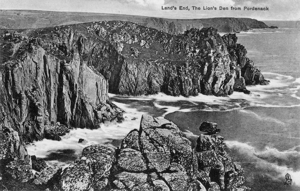 O Lions Den de Pordenack, Lands End, Cornualha, início do século XX de Unbekannt