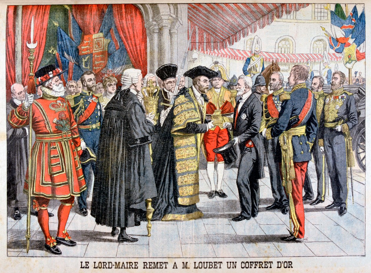 O prefeito de Londres, Lord, oferece a Loubet uma caixa de ouro, 1903 de Unbekannt