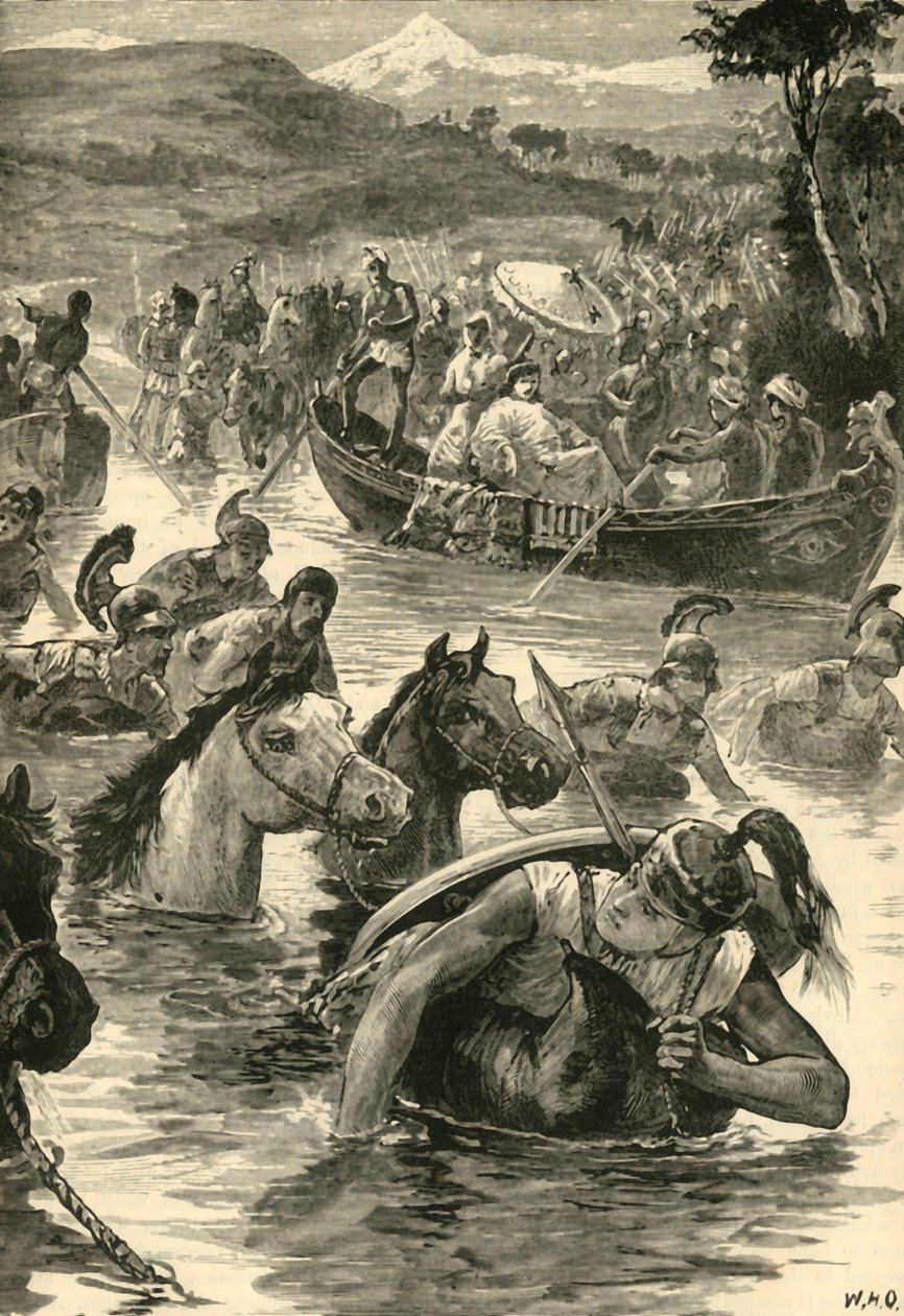 Os macedônios cruzando os Jaxartes, 1890. de Unbekannt