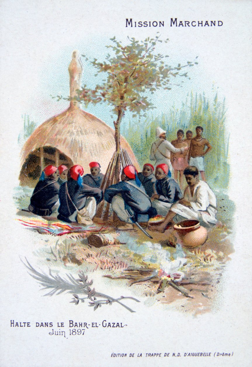 A expedição de Marchand: descansando em Bahr-el-Gazal, Sudão, junho de 1897 de Unbekannt