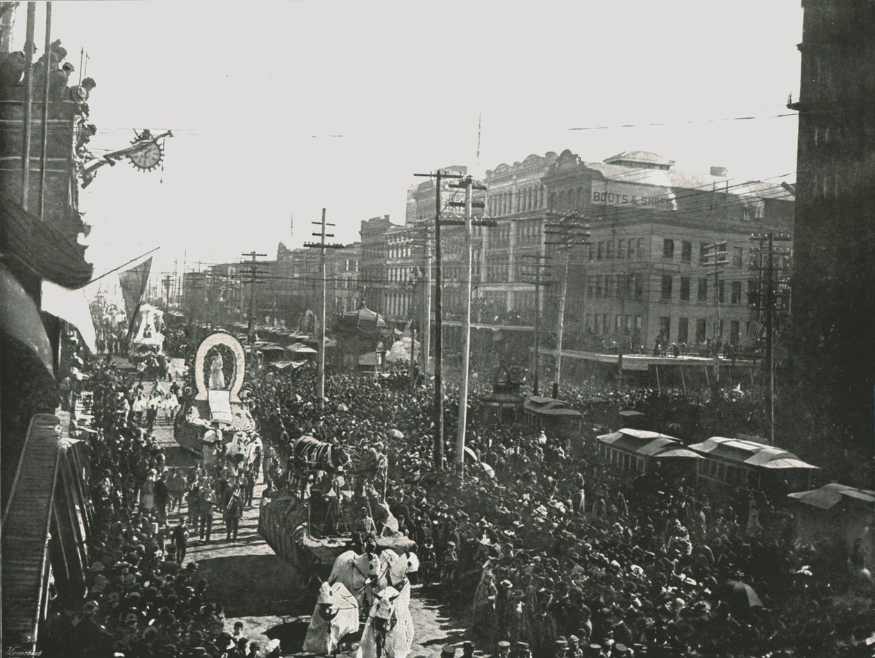 Mardi Gras desfilam em Canal Street, Nova Orleans, EUA, 1895. de Unbekannt