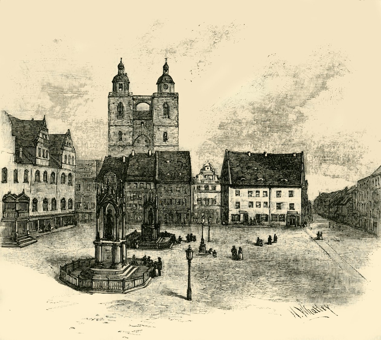 Praça do mercado, Wittenberg, 1890. de Unbekannt
