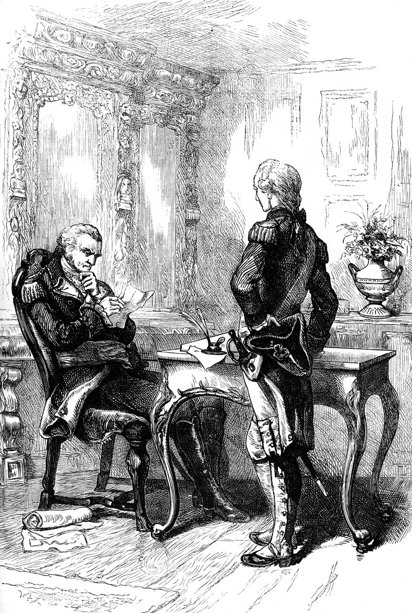 O Marquês de Lafayette com George Washington, c1775-1781 c1880 de Unbekannt