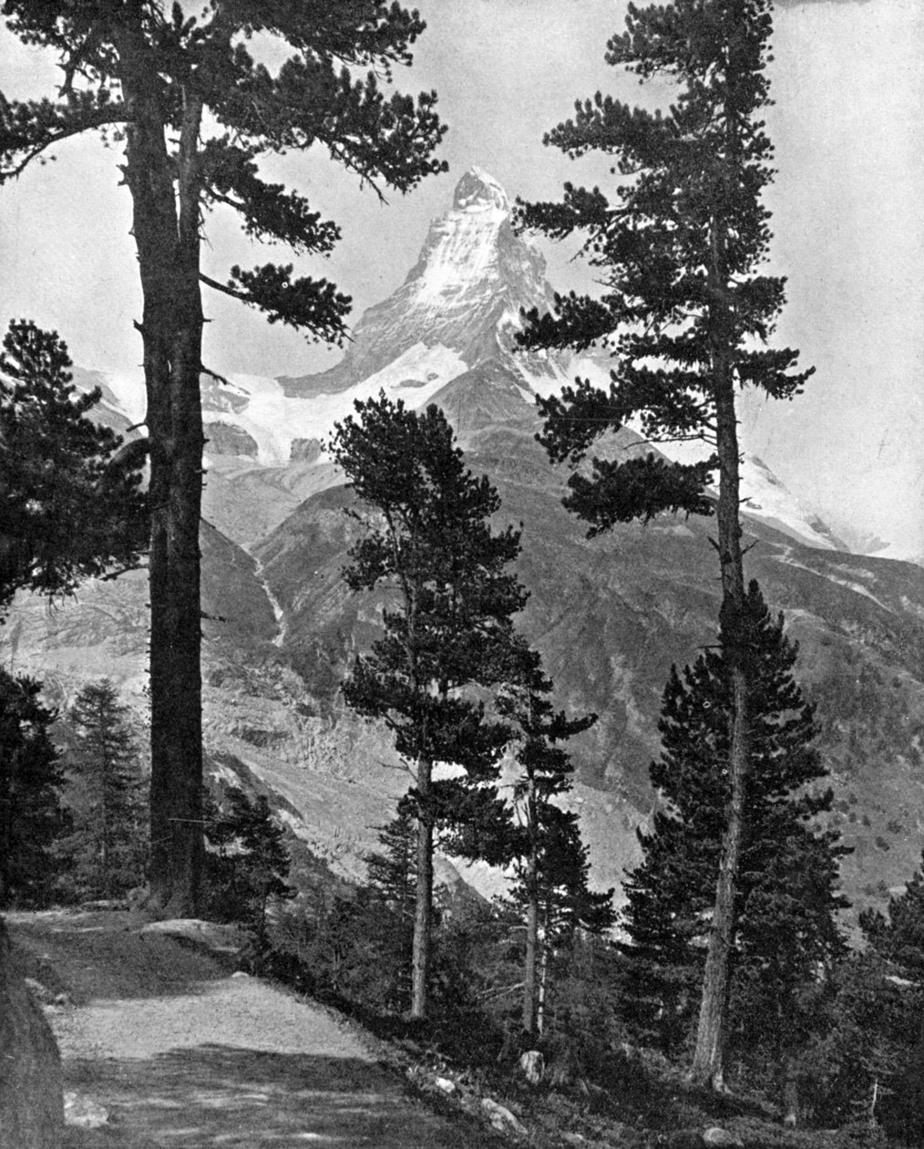 O Matterhorn visto do caminho de Riffel, nos Alpes, século XX de Unbekannt
