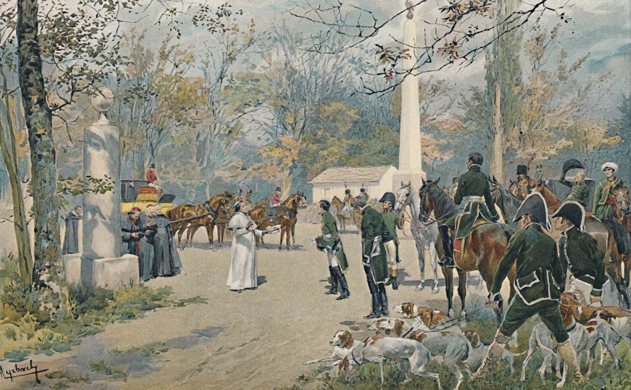 O encontro de Napoleão e Pio VII em Fontainebleau, 1813, 1896 de Unbekannt