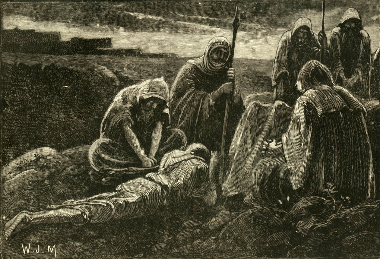 Os homens de Jabes, de luto pelo túmulo de Saul e Jônatas, 1890. de Unbekannt