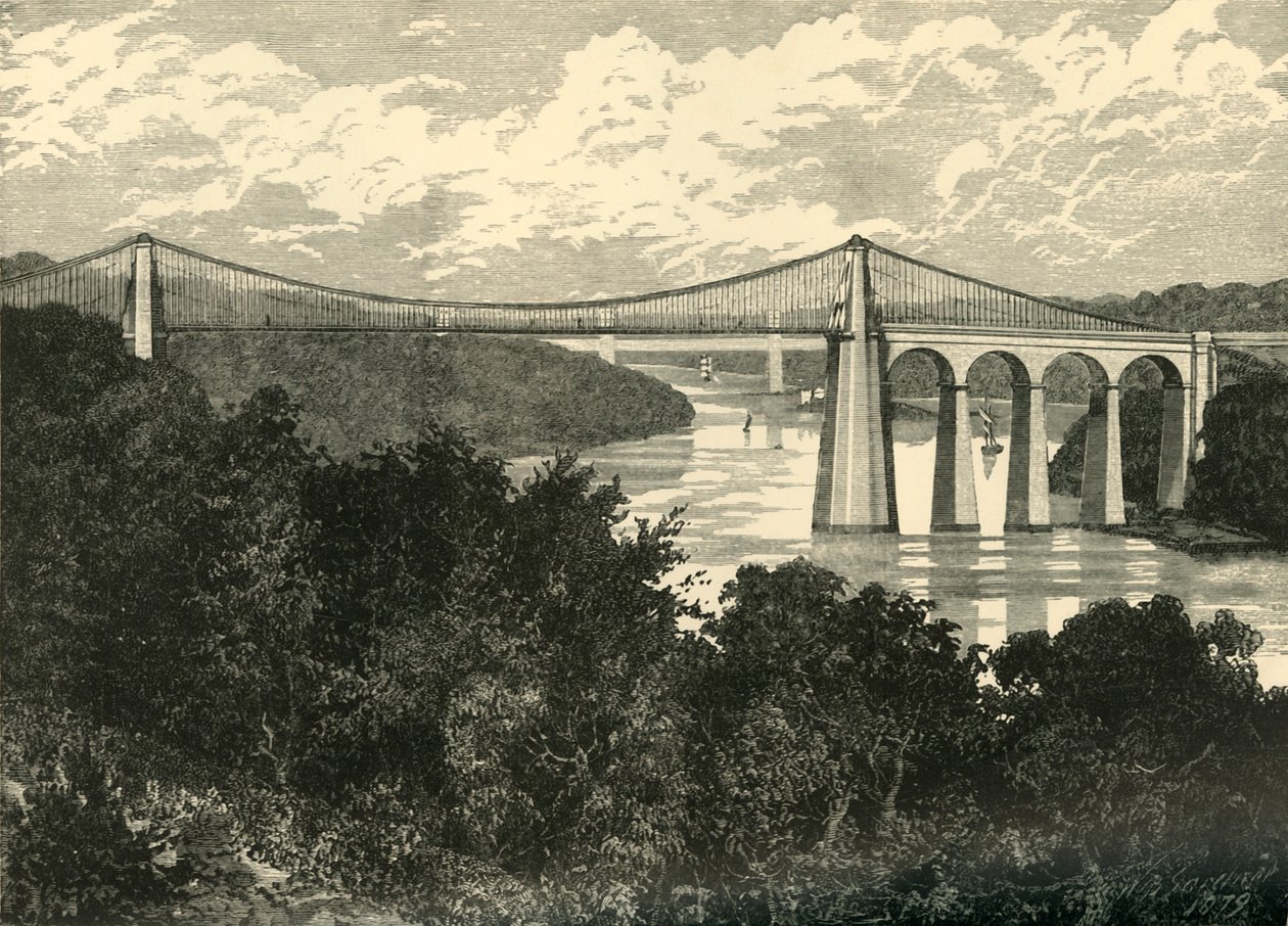 A ponte suspensa de Menai, 1898. de Unbekannt