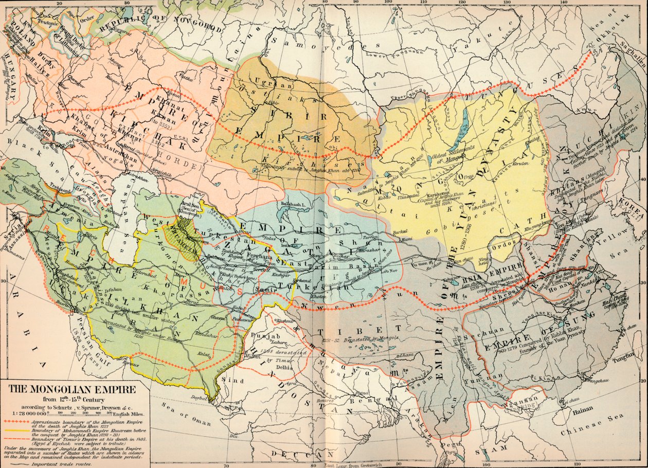 O império mongol do século XII a XV, c1903, 1904 de Unbekannt