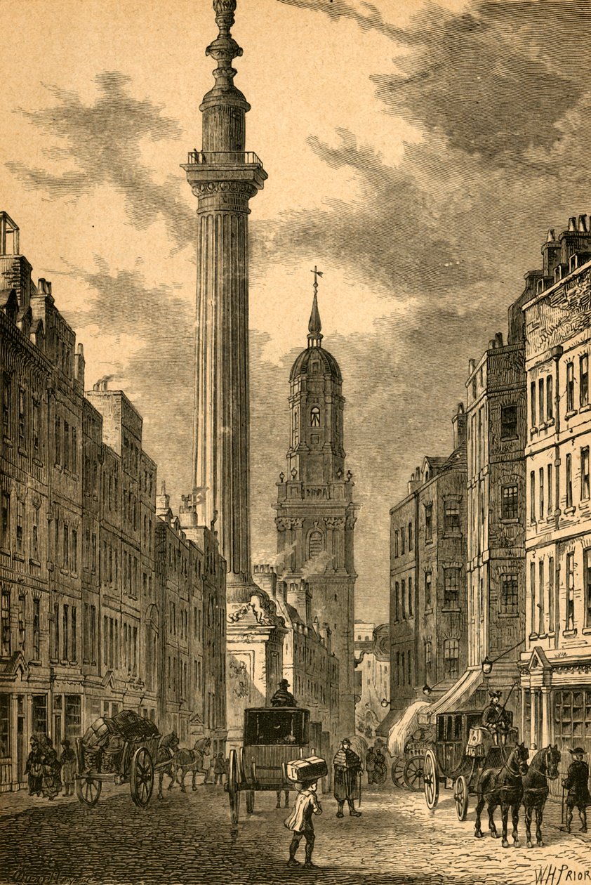 O Monumento e a Igreja de St. Magnus, por volta de 1800, 1897. de Unbekannt