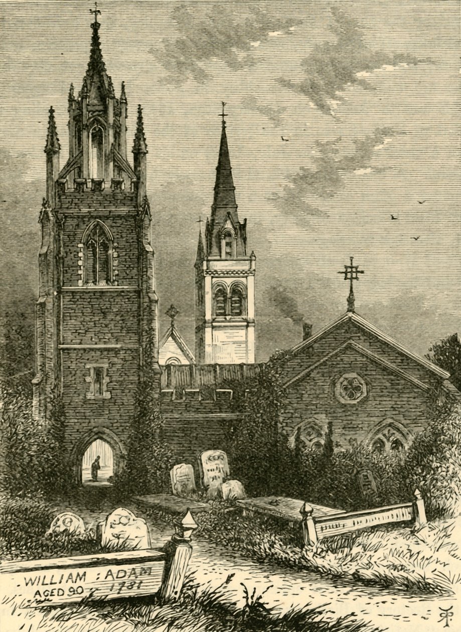 A capela mortuária e a nova igreja, Woburn, 1898. de Unbekannt
