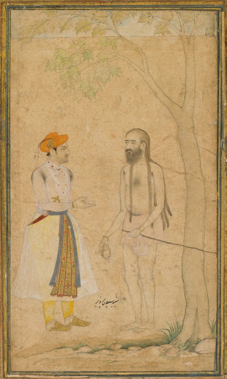 O Príncipe Mughal Parvez e um Homem Santo, ca. 1610. de Unbekannt