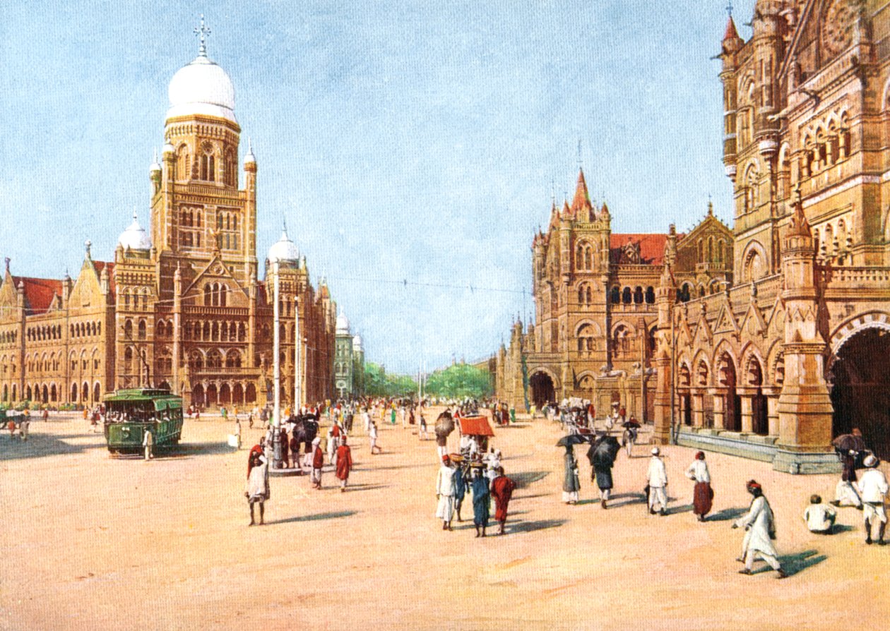 Os escritórios municipais e Victoria Terminus, Bombaim, Índia, início do século XX de Unbekannt