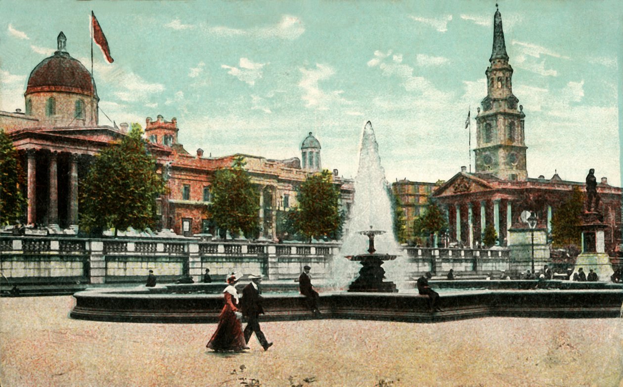 A National Gallery, St Martin nos campos e fontes na Trafalgar Square, Londres, c1910. de Unbekannt