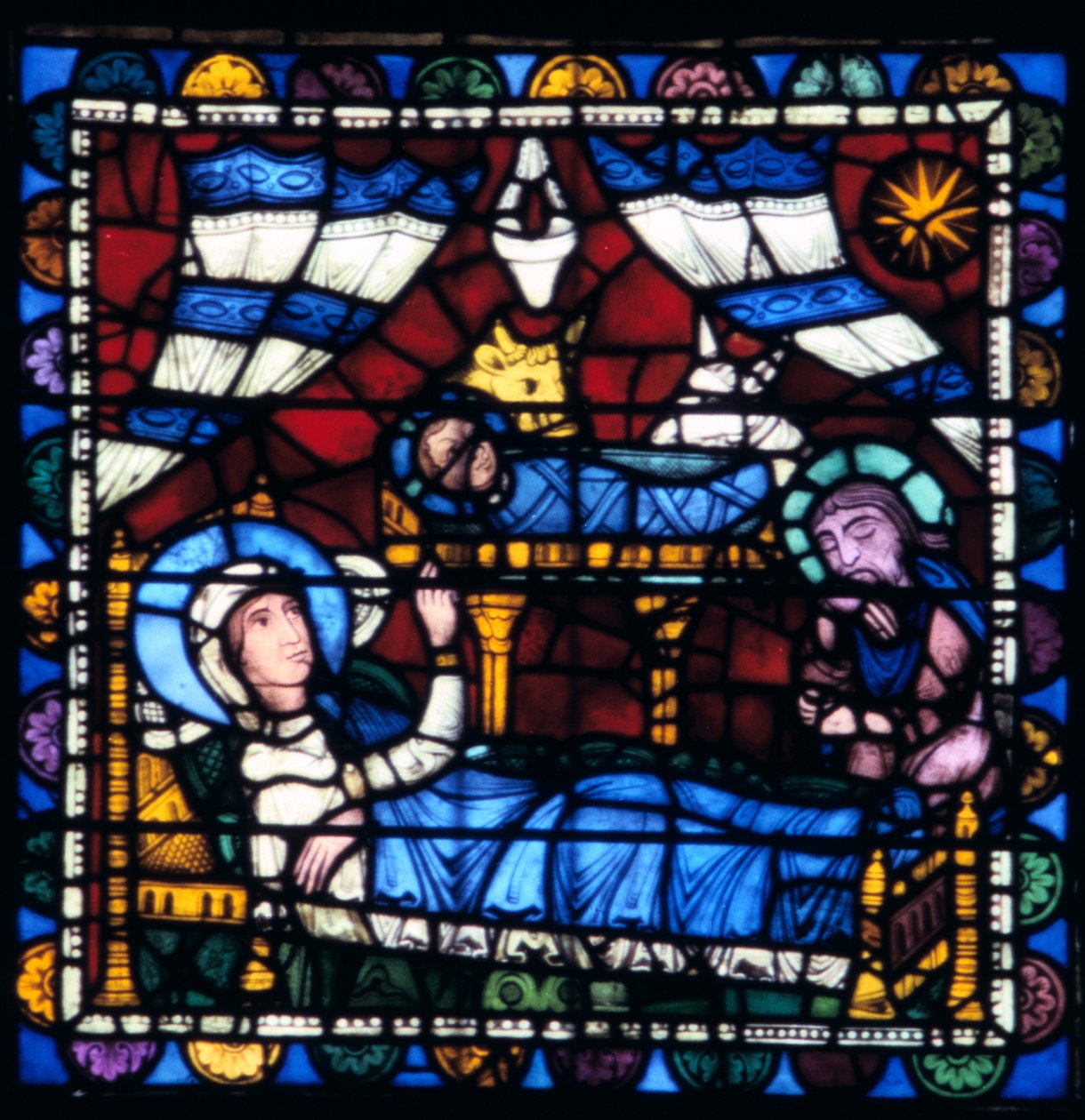 A Natividade, vitral, Catedral de Chartres, França, 1194-1260 de Unbekannt