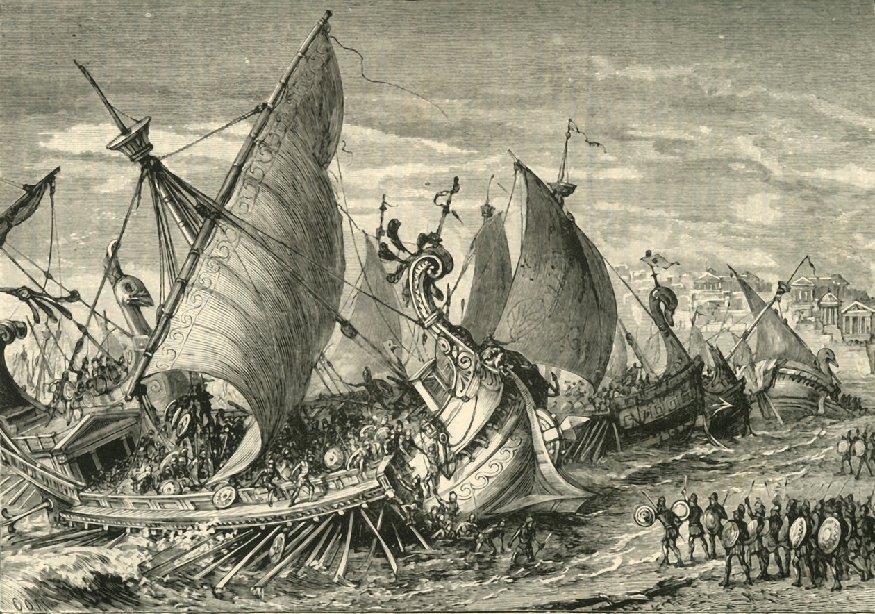 A batalha naval no porto de Siracusa, 1890. de Unbekannt