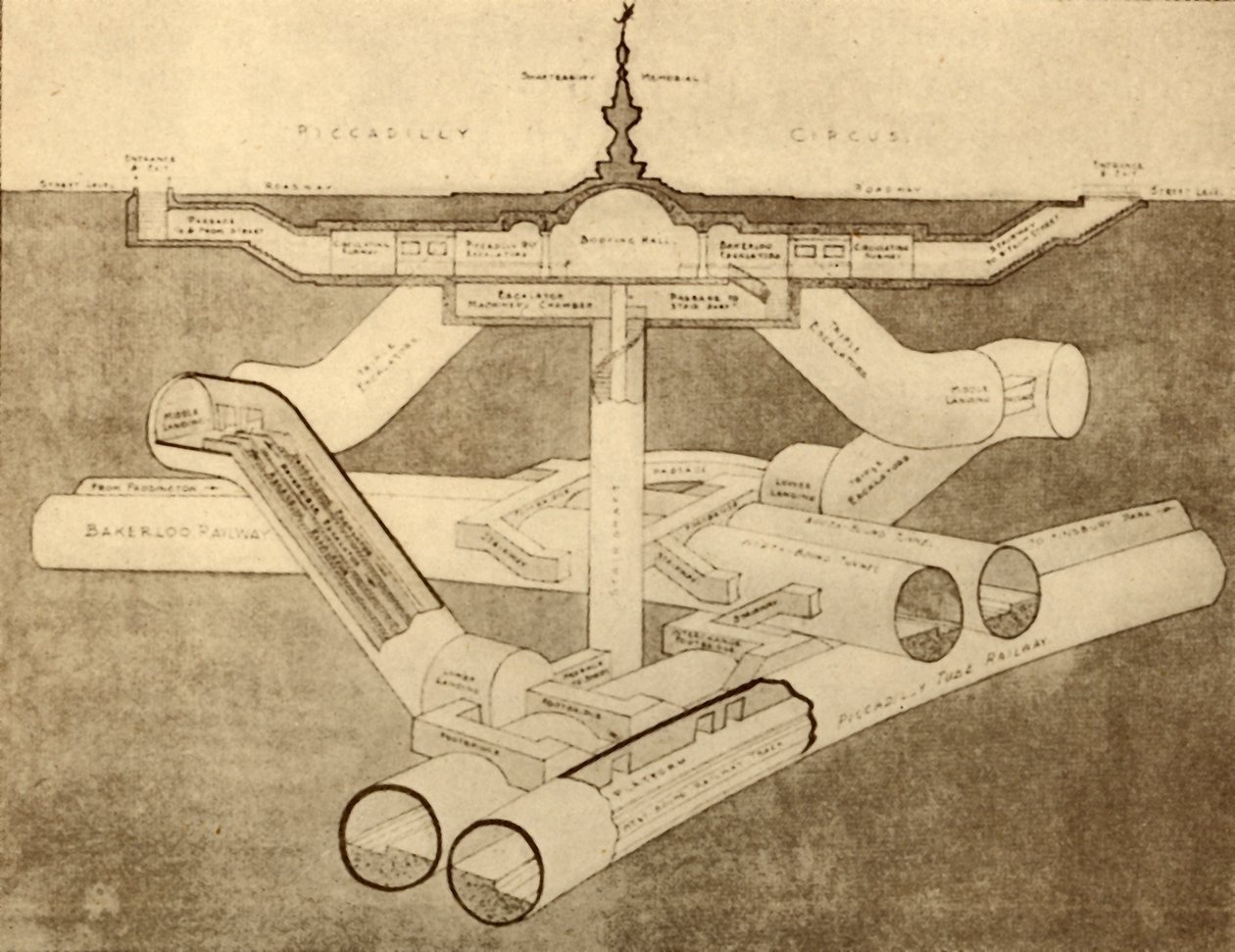A nova estação de metrô Piccadilly Circus, 1930. de Unbekannt