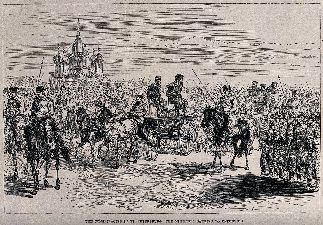 Os Niilistas transportados para Execução em São Petersburgo, ca 1881 de Unbekannt