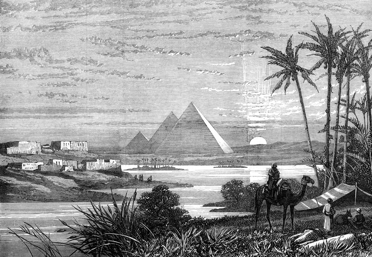 O Nilo e as pirâmides da estrada Boulak, 1874 de Unbekannt
