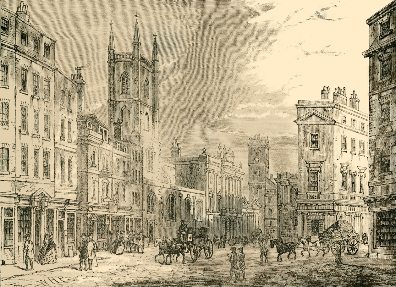 O Banco Velho da Inglaterra, Olhando da Mansion House, 1890. de Unbekannt