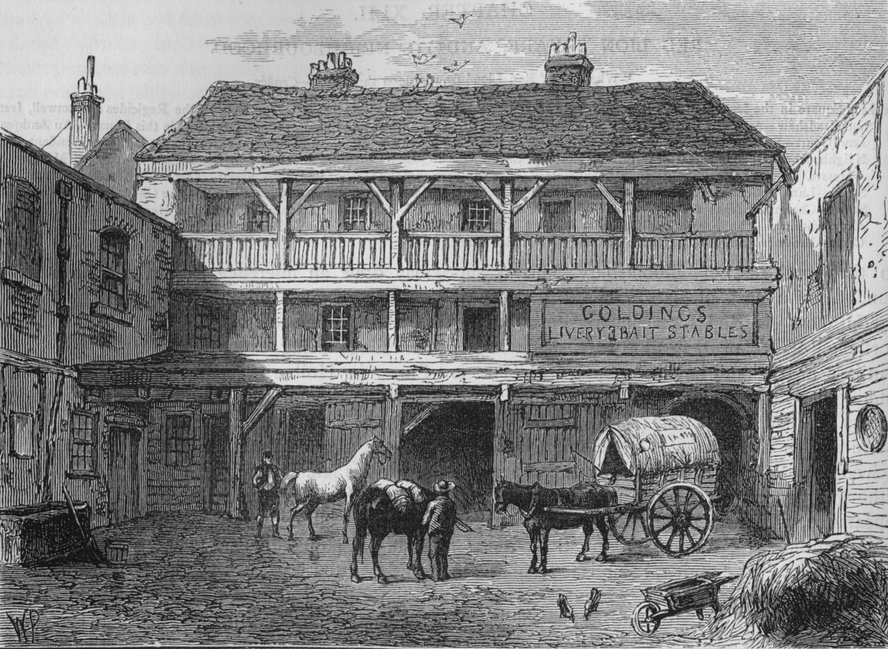 The Old Black Bull Inn, Grays Inn Lane, Londres, c1800 1878 de Unbekannt