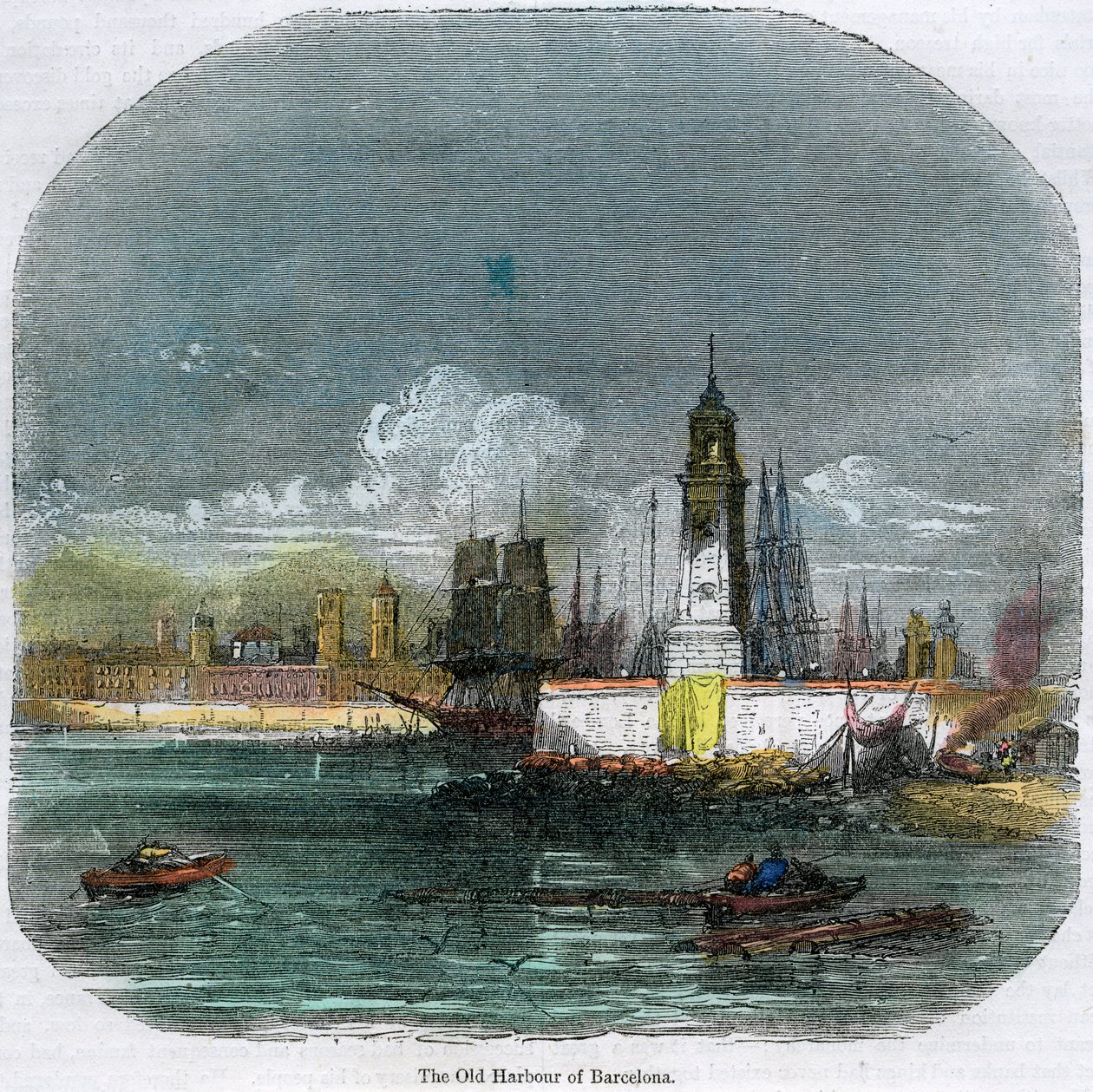O antigo porto de Barcelona, Catalunha, Espanha, c1880 de Unbekannt