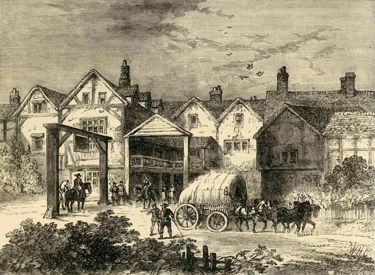 Old Tabard Inn, no século XVII, c1878. de Unbekannt