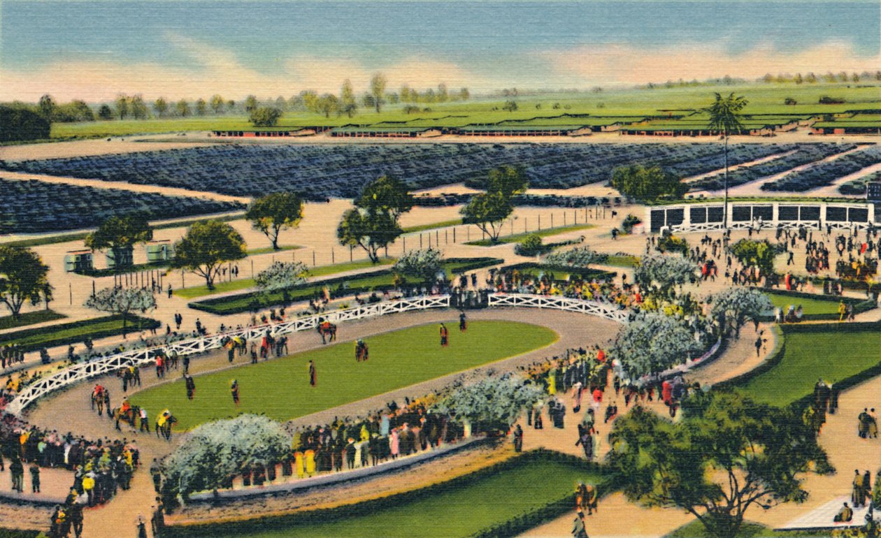 O prado em Santa Anita, clube do relvado de Los Angeles, Arcadia, Califórnia, anos 30. de Unbekannt