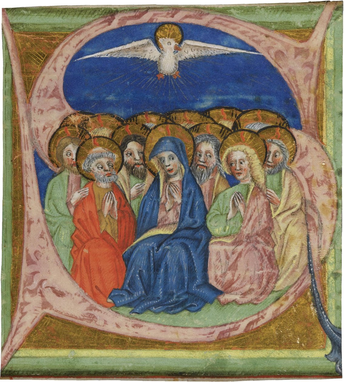 O Pentecostes. S inicial de um manuscrito Gradual, ca 1430 de Unbekannt
