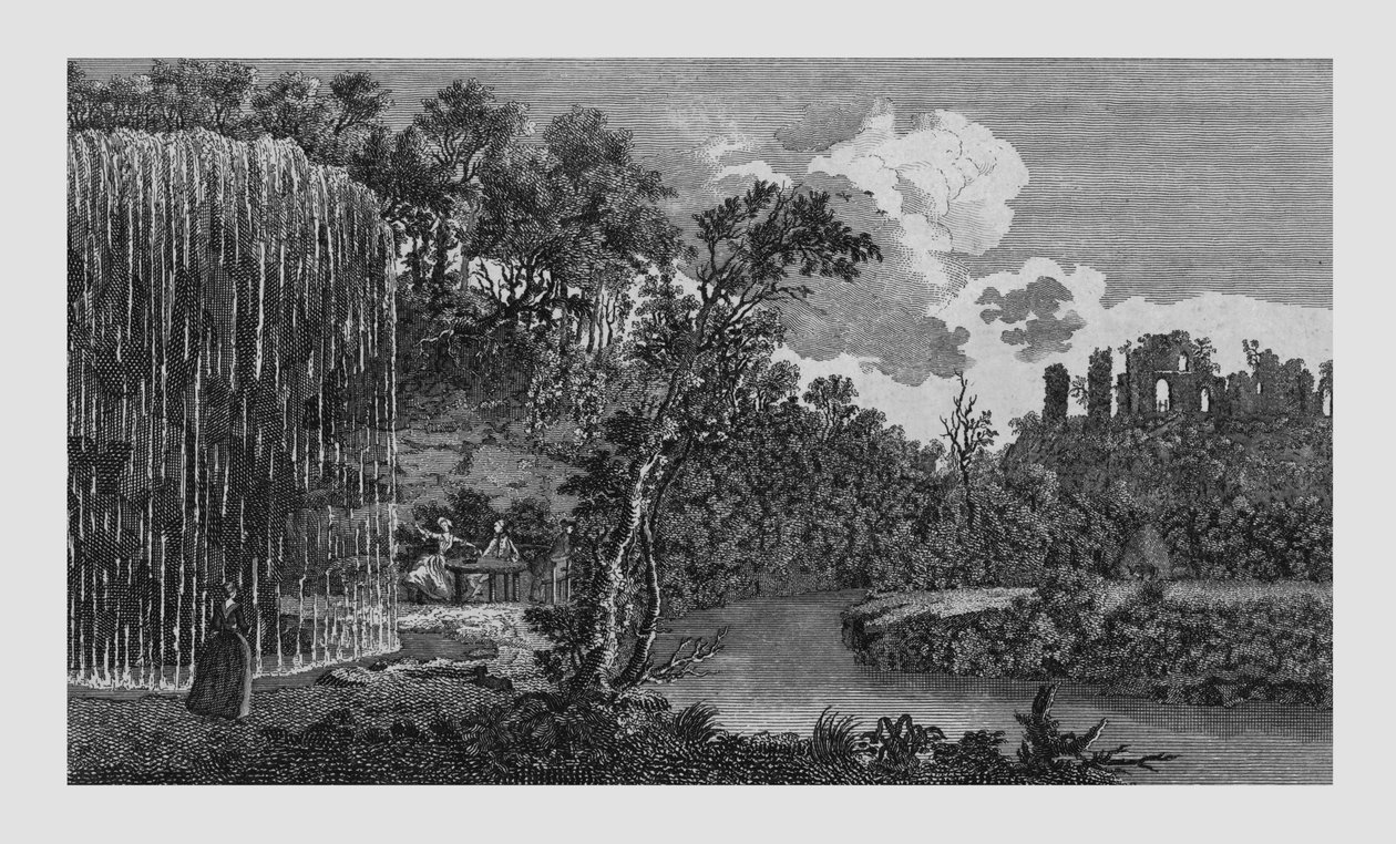 O poço petrificando ou caindo, e as ruínas do castelo de Knaresbrough, em Yorkshire, 1771. de Unbekannt