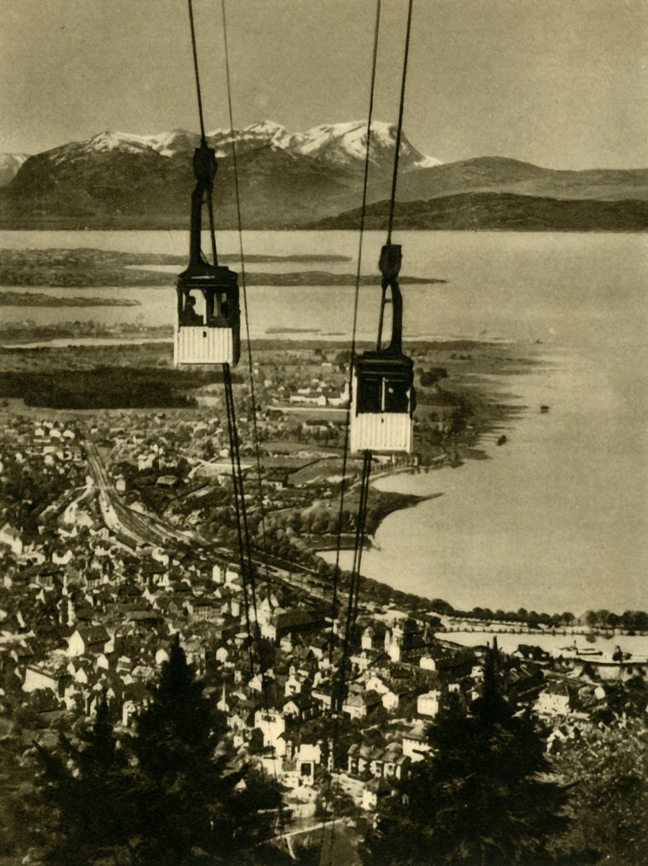 O teleférico de Pfänderbahn, Bregenz, Áustria, c1935. de Unbekannt