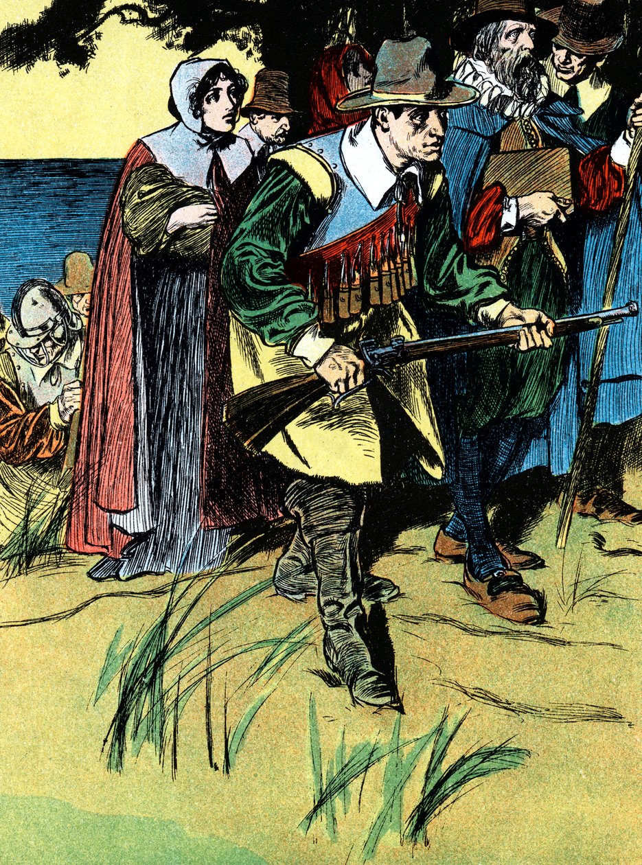 Os pais peregrinos depois de chegar à América, 1620 c1900 de Unbekannt
