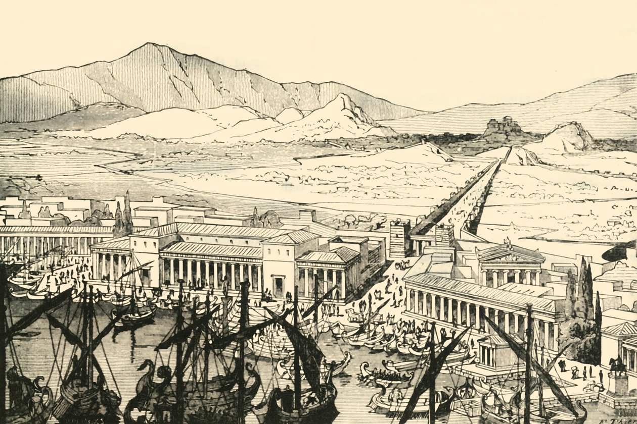 O Pireu com as Longas Paredes, Restaurado, 1890. de Unbekannt